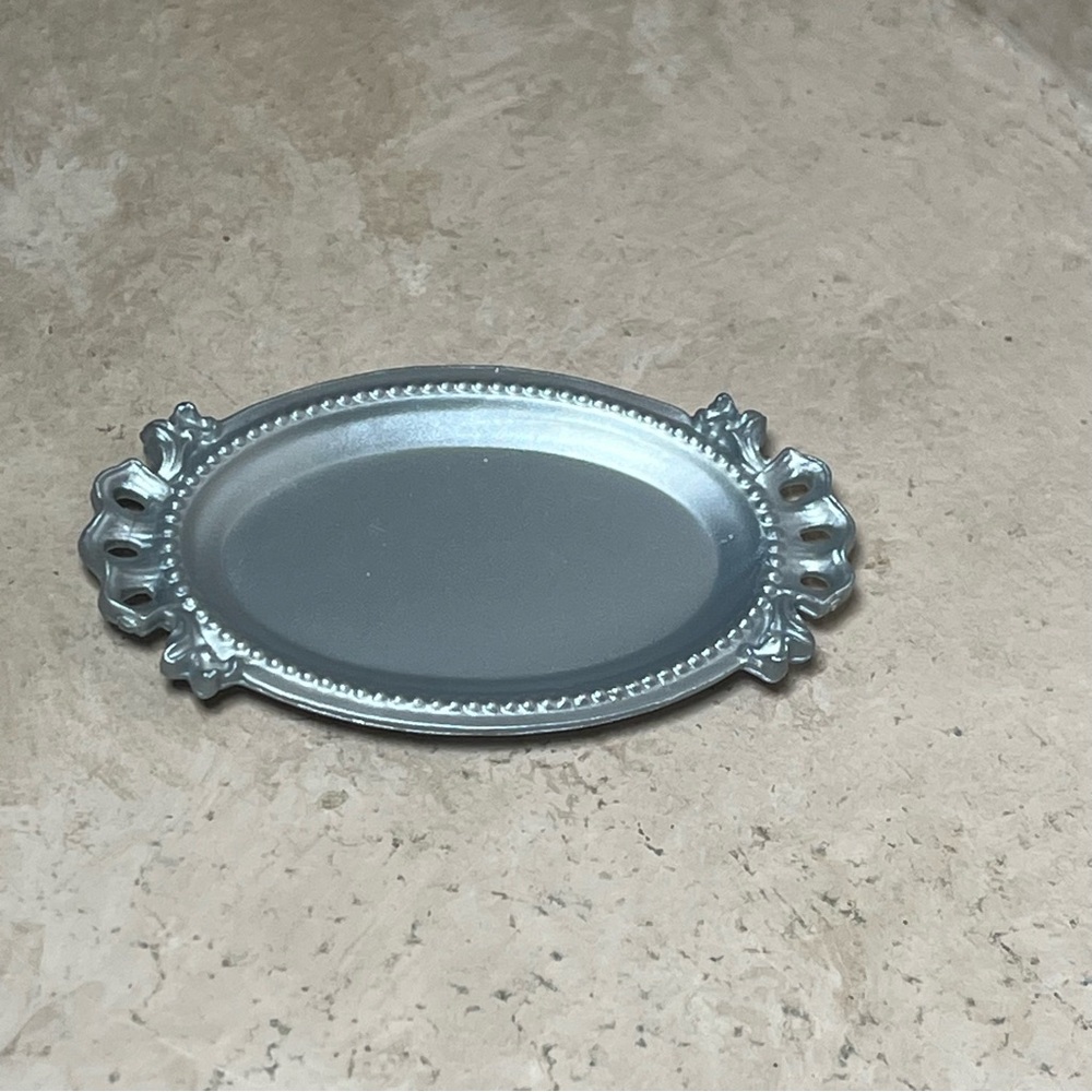 BARBIE doll SERVING PLATTER tray oval decorative Silver accessory